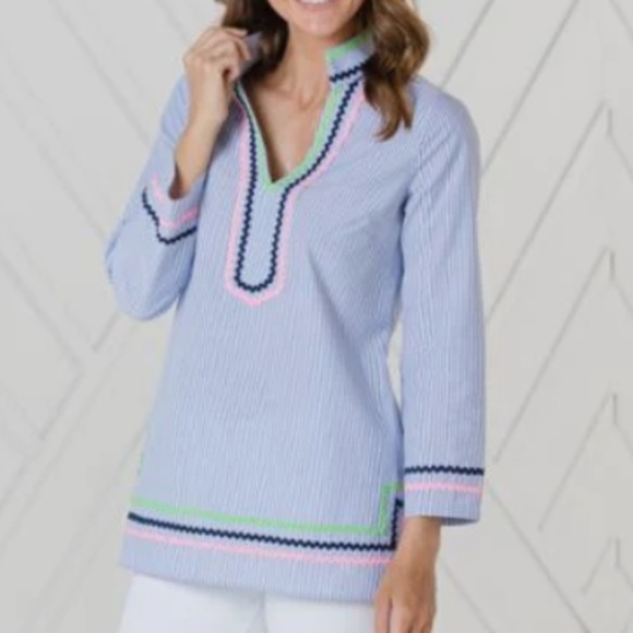 Sail to Sable Seersucker Tunic Top, M - Picture 3 of 12